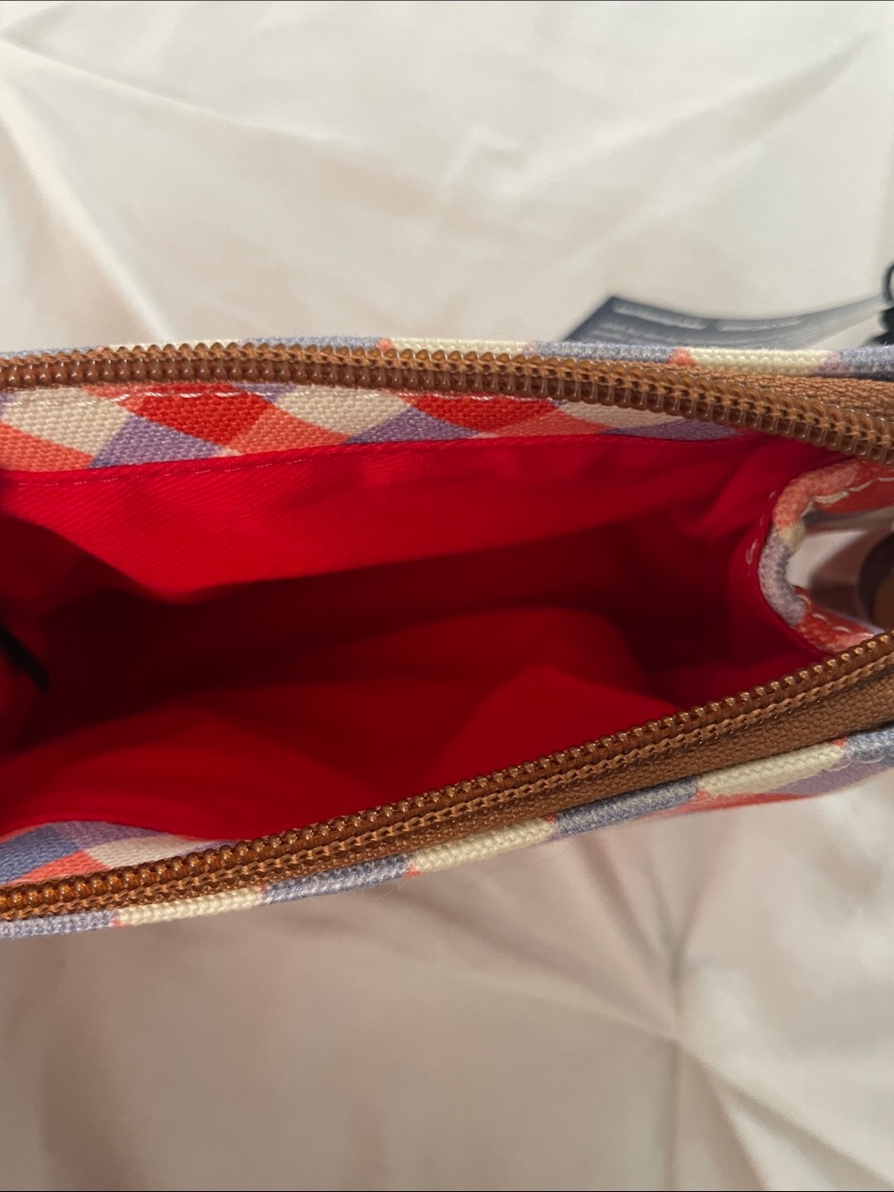 NWT Dooney & Bourke Red, Cream, and Lavender Gingham Mini Pouch - Picture 7 of 10